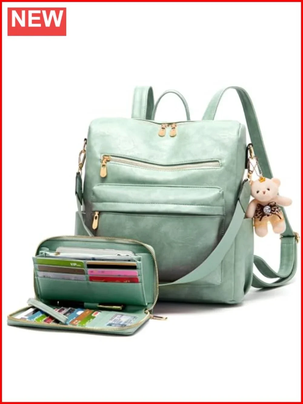 Soperwillton Women Backpack Purse Shoulder Handbags Travel Bag Set 2pcs | Soft